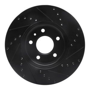 Cadillac ATS Brake Rotor (1) - Front Left - R1 Concepts - Drilled & Slotted - Black - `13-`25
